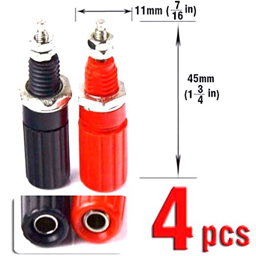 CESS Amplifier Terminal Connector Binding Post Banana Plug Jack Socket Panel/Chassis Mount Connectors - Length:1.8" (4 Pack)
