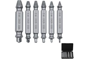 6 Pcs Damaged Screw Extractor Set Easy Out Stripped Screws Nuts Bolts Drill Bit Tools All Purpose HSS 4341 Remover Kit Ideal 