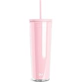 Simple Modern Plastic Tumbler with Lid and Straw | Reusable BPA Free Iced Coffee Cups Double Wall Smoothie Cup | Gifts for Women Men Him Her | Classic Collection | 24oz | Blush