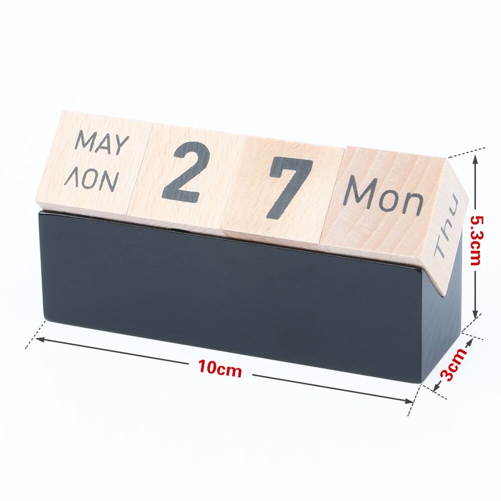 Lodabodkin Creative Wooden Cubes Perpetual Calendar, Desk Organizers Decorations