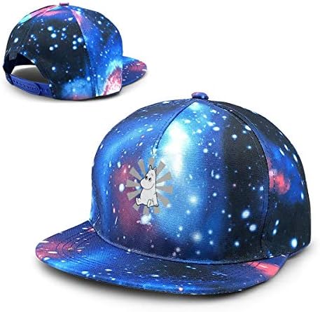 Unisex Moomin Retro Japanese Galaxy Cotton Hip Hop Snapback Flat Brim Hat Adult Dad Baseball Caps Blue