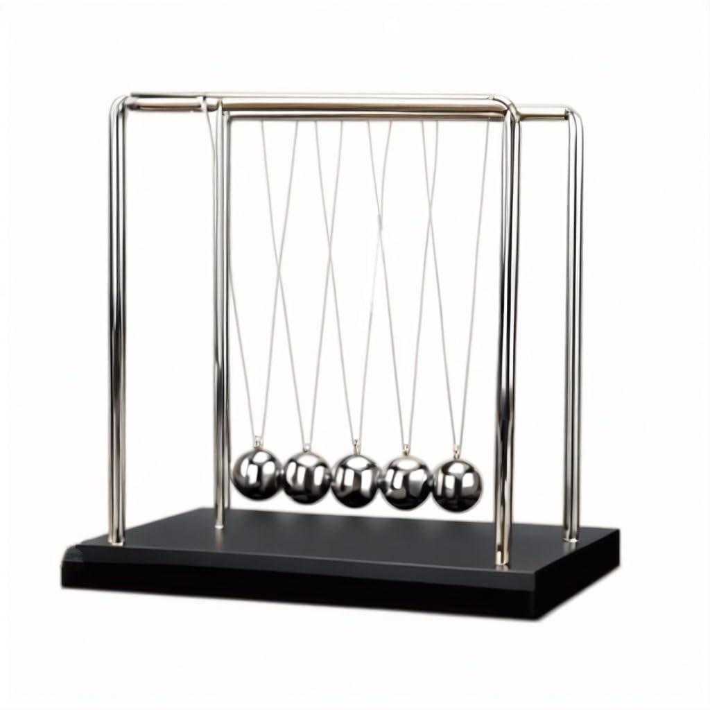 BRAVECOW Swing Balance Balls Newtons Cradle Metal Crafts Kids Teen Toy Science Physics Educational Desktop Decoration Kinetic Motion Home Office Ornaments Desk Gadgets Gift