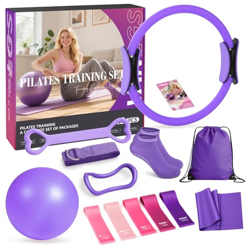 Photo 1 of **MISSING PIECES** Vanlgs Pilates Kit 13Pcs Home Pilates Essentials Workout Kit with 13" Ring, 10" Ball and Resistance Bands for Women at Home Pilates Equipment Set for Beginners?Purple?