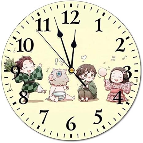 Amazon Co Jp 時計 壁掛け 鬼滅の刃 竈門炭治郎 掛け時計 連続秒針 静音 壁掛け時計 Pvc シンプル モダン フレームなし インテリア おしゃれ 部屋装 34cm 13 39in ホーム キッチン