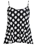 Womens Printed Plus Size Strappy Cami Swing Vest Top Polka Dot