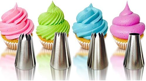 Gracelaza Large Cake Big Decorating Tips Set-Ideal Pastry DIY Tools kit for Cupcakes and Backing Cookies #1, steel, 2