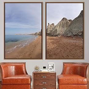 signwin 2 Piece Framed Canvas Wall Art Coastal...