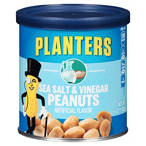 Planters Flavored Peanuts, Sea Salt & Vinegar, 6 Ounce Canister (Pack of 8)