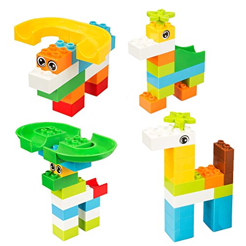 Victostar Marble Run Building Blocks Construction Toys Set Puzzle Race Track for Kids 97 Pieces