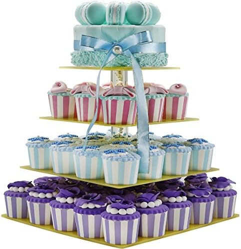 DYCacrlic 4 Tier Square Cupcake Stand Towers For Birthday Wedding Party(Acrylic,Amazing Air Bubble Inside,2018 New Style)