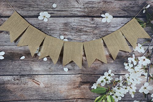 15 Pcs Burlap Banner Garland Pennant Rustic Bunting Banner Triangle Flags DIY Decoration for Wedding Party Birthday Bridal Shower Baby Shower 14Ft