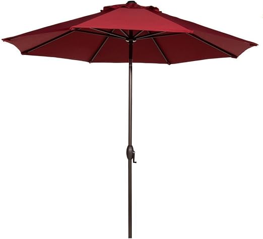 Amazon Com Abba Patio 9 Feet Patio Umbrella Market Outdoor Table Umbrella With Auto Tilt And Crank Red Garden Outdoor