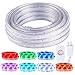 Areful 16.4ft Plugin LED Rope Lights, Flat Flexible Strip Lights, Color Changing with RF Remote Control, Waterproof and Connectable for Indoor Outdoor Decoration, 7 Colors and Multiple Modes