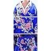 Women's Kimono Costume Adult Japanese Asian Top Dress Robe Sash Belt Fan Set Outfit (Royal Blue)