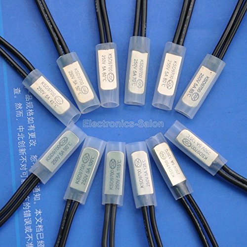 Electronics-Salon KSD9700 Series Normally Close Auto Reset 45～135°C Thermostat Assortment Kit, Temperature Switch, Bimetal Disc. 45 50 55 60 70 80 85 90 100 115 125 135°C.
