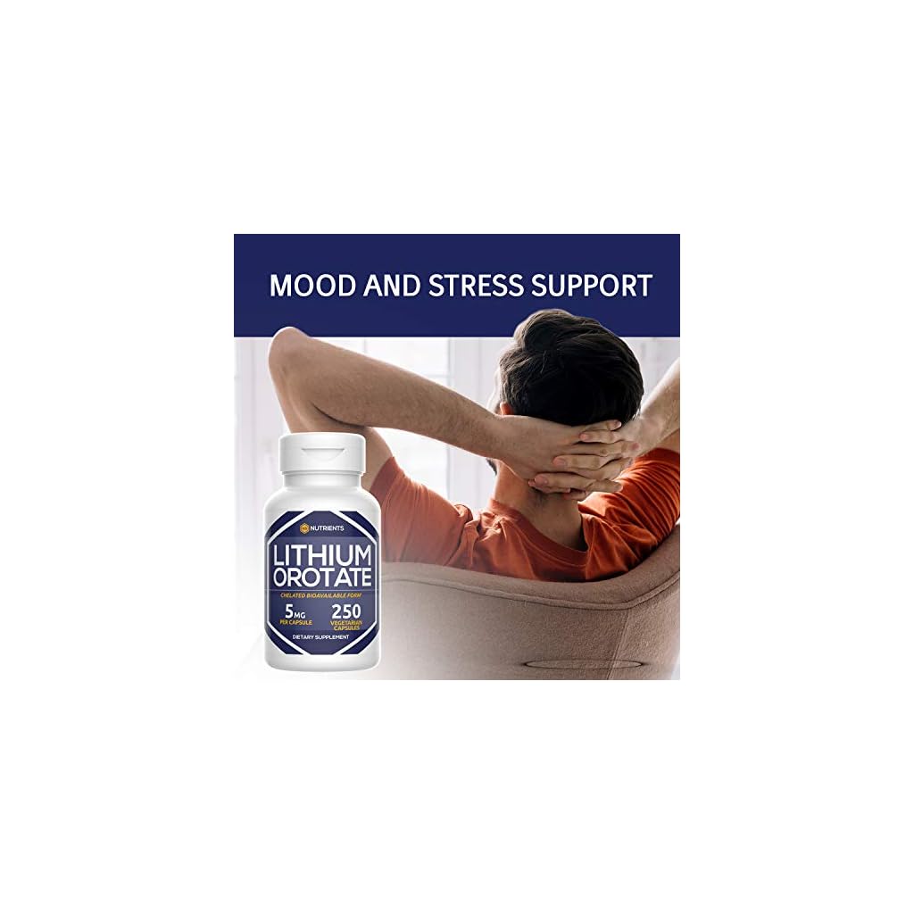 Lithium Orotate 5 mg (250 Capsules) Memory Supplement for Brain & Mood