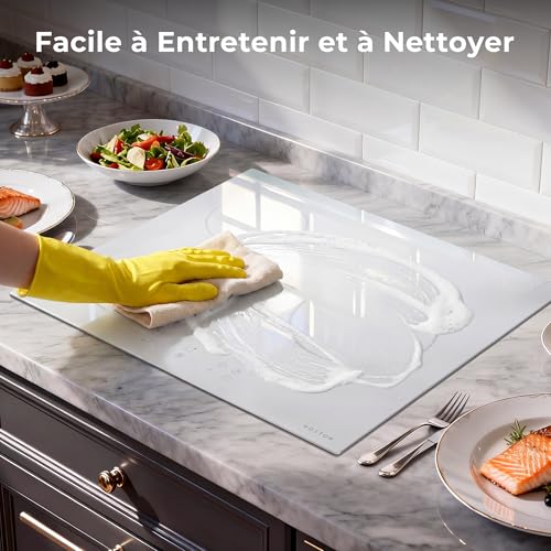 Karinear 3-Burner Induction Hob, White Induction Hob with Socket, Built-in Induction Hob, Touch Control, Boost, Safety Lock, Timer, 3500W, 220V