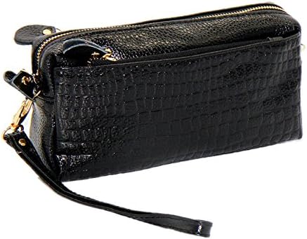 Myzin Women Leather Wristlet wallet Pouch Cell Phone Pocket for Iphone 7 6s Plus (Black)