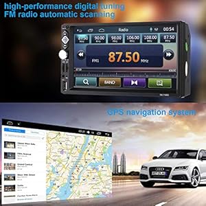 CATUO Autoradio Bluetooth Autoradio 2 DIN Universale MP5 Stereo Giocatore con 7" HD 1080P Touch Screen GPS Navigazione Controllo del Volante FM/RDS, USB/TF/AUX in/Supporto Fotocamera per Retromarcia - immagine 6