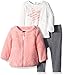 Nautica Baby Girls' Jacket, Shirt, and Double Knit Pant Set, Pink, 18 Months