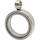AUTSUPPL Floating Locket Charms: Stainless Steel Locket Pendant Memorial Keepsake Floating Charm Pendants Jewelry Accessories
