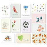 48-Pack Get Well Cards & Sympathy Cards Assortment Kit, Envelopes Included, Watercolor Floral Foliage Designs Greeting Card, 4 x 6 inches
