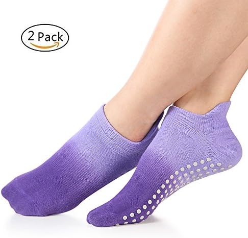 Yoga Socks Non Slip Skid Pilates Barre Workout Socks With Grips For Women 2 Pack