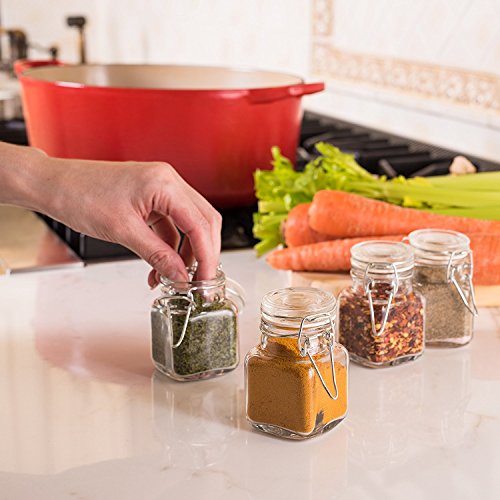 Stock Your Home 3 Oz Airtight Glass Jar with Leak Proof Rubber Gasket and Hinged Lid for Home and Kitchen, Multi-purpose Container for Herbs, Spices, Arts and Crafts Storage and Gift Holder, 24 Pack