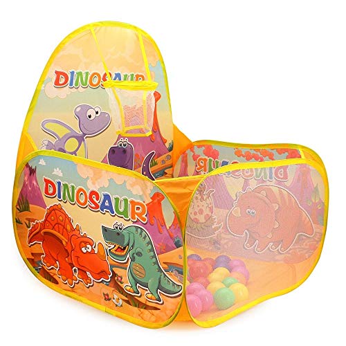 Dinosaur Playhouse Pop Up Basketball Hoop Toy Kid Play Tent with 60 Balls Toys and Games for Kids