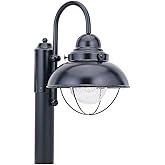 Sea Gull Lighting One-Light Outdoor Post Lantern Outside Fixture, Full Size, Black