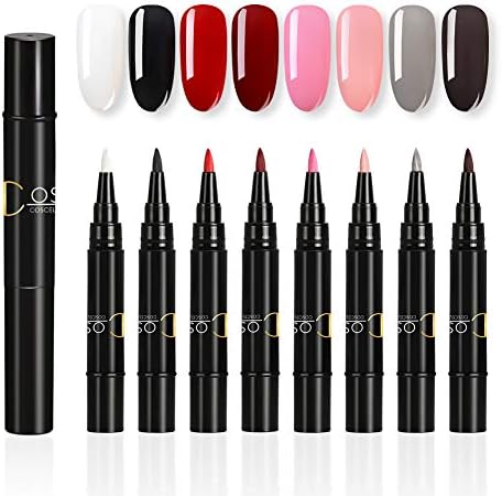Gelongle No Base and Top Coat Needed 3 In 1 Step Nail Gel One Step Nail Gel Kit 8 colors Painting Varnish Pen Quick Curing with LED or UV Nail Dryer