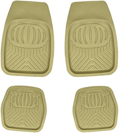 APZONA Multi Season Rubber Floor Mats 4pc Set Beige Fit Most Cars, SUVs, Vans and Trucks