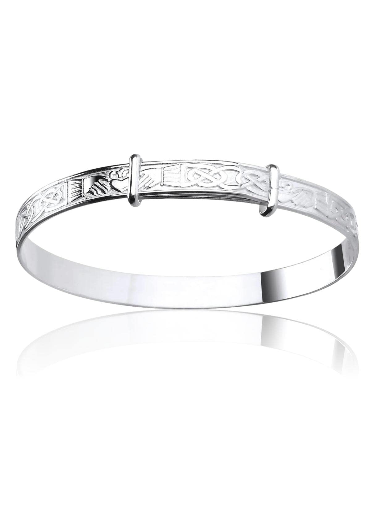 Designer Inspirations Boutique 6MM Wide Irish Claddagh Design Expanding/Expandable/Adjustable Bangle Bracelet for Baby/Child/Children/Women - 925 Sterling Silver - Size: WOMEN