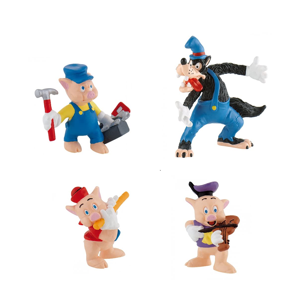 Bullyland - Disneys 3 small Piglets - Play set 4 Figures incl. evil Wolf