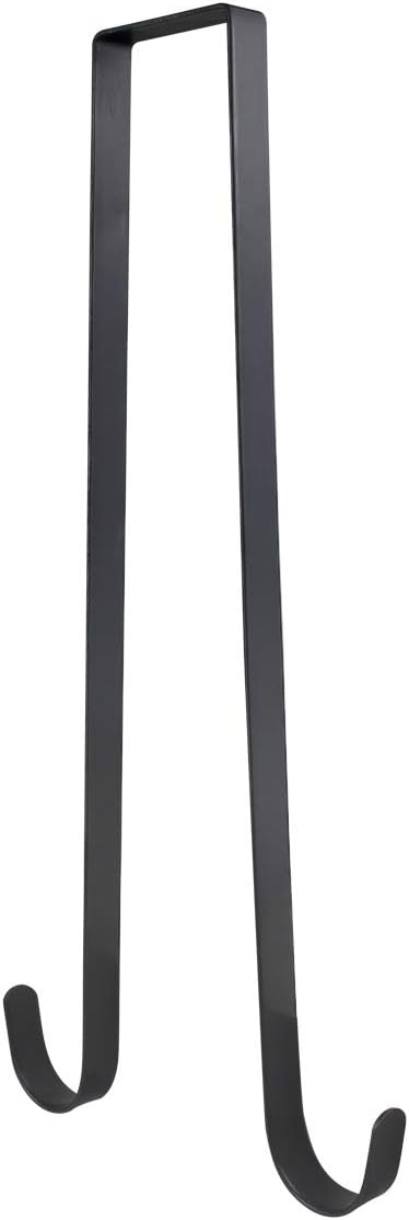 Wreath Hangers - BNYZWOT 15 Inches Double Side Wreath Hanger Over The Door - Large Wreath Metal Hook for Christmas Wreath Front Door Hanger - Holds 2 Wreaths with This 2 Sided Hanger - Premium Sturdy Metal Black