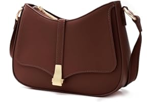 Prettyzys Crescent Shoulder Bag for Women, Vintage Retro Vegan Leather Clutch Tote Handbags Crossbody Bags Handbag for Women