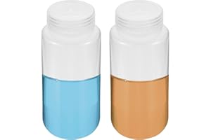 PATIKIL 2Pcs 500ml Reagent Bottles, PP Wide Mouth Round Bottles with Screw Cap for Lab Water Reagent Liquids Solid Sample Sto