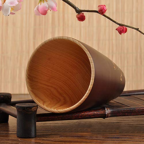 image for Connia Wooden Cup Log Color Flower Carving Handmade Natural Wood 165ml