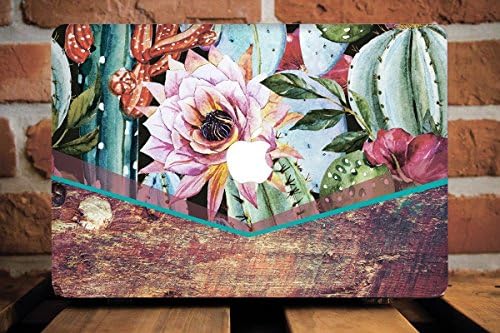WolfCase Full Cover Clear Shell Cactus Succulent Wooden Case for Apple New Macbook 2016 2017 (Air Pro Retina 11.6 12 13.3 15.4 inch with/without touch bar), Cactus Flowers on Wood, AW2014