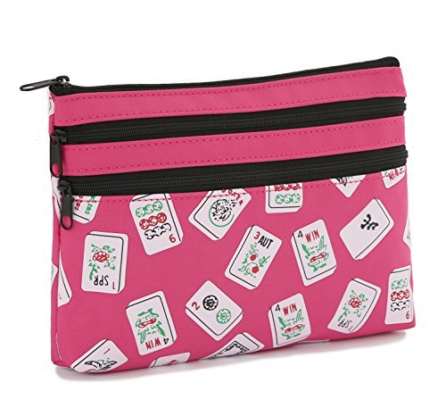 Mah Jongg Pink - Fuchsia Color Tiles 3 Zipper Mah Jong Purse for Mahjong Card - Thumbnail 3