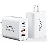 USB C Charger Block Multiple Ports Wall Charger Fast Phone Charging Blocks | 40W 4-Ports Power Cube USB Plug USB A+USBC Charger Brick Box for iPhone 18/17/16/15/14/13 Pro Max, iPad, Galaxy, Pixel,2Pack