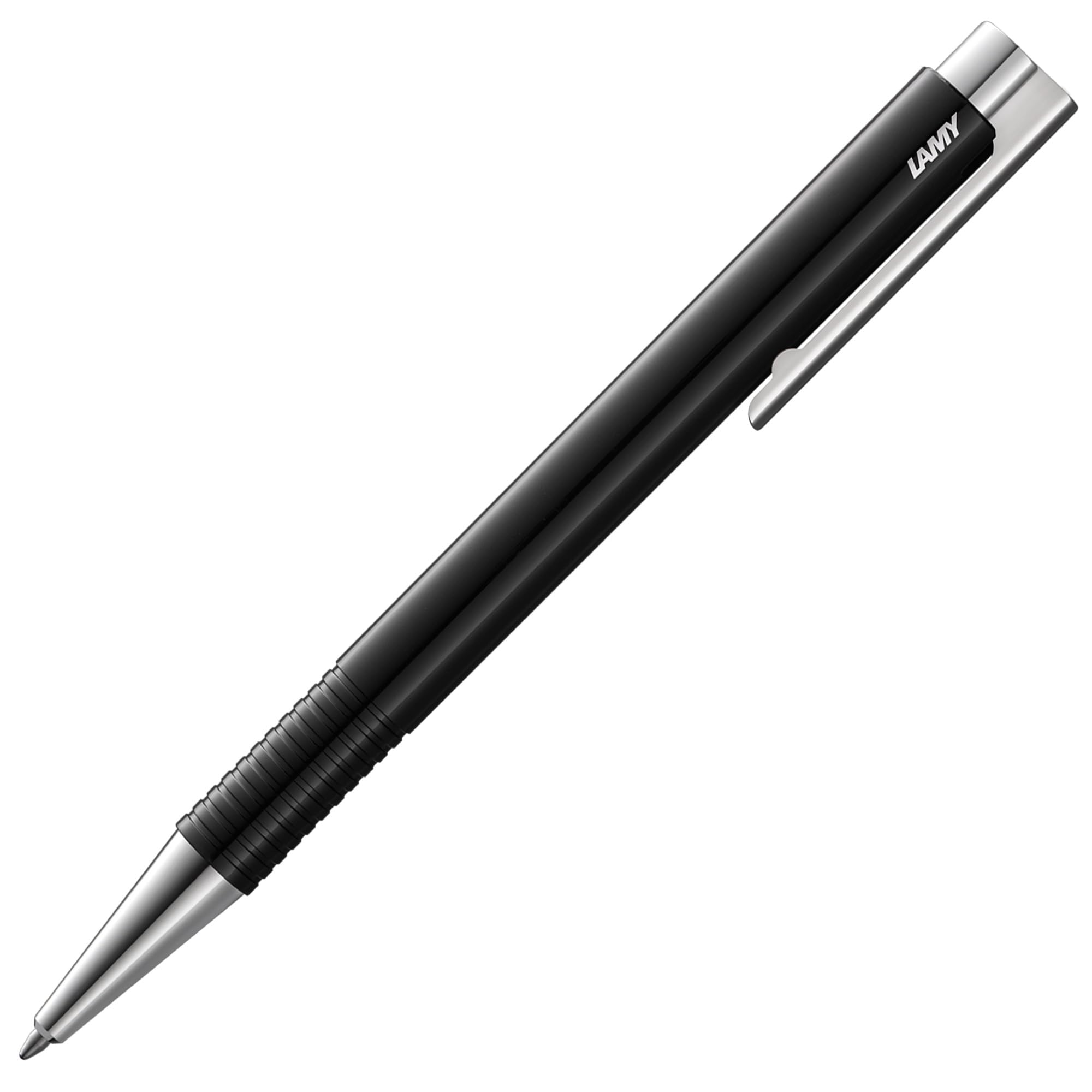 LAMY Logo M+ Ballpoint Pen 204 Made of Unbreakable Plastic in Black with Chrome-Plated Tip and Pusher Includes Large Refill Lamy M 16 Line Width M in Blue