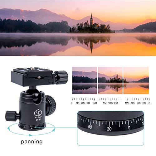 YC Onion B1L1 Pro Ball Head with Quick Release Bubble Level 360 Degree Pan 1/4" & 3/8" Screw Base Mount 90 Degree Articulating for Camera Tripod DSLR Monopod Slider Camcorder (B1L1) - Thumbnail 3