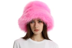 CAISSIP Fuzzy Bucket Hat Y2k Fashion Warm Winter Hat Fluffy Furry Plush Faux Fur Hats Fishing Hat Bucket Hats for Women 2024