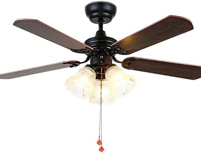 Wsxxn Lámpara de Ventilador de Techo de 36", con 4 aspas de Madera y un