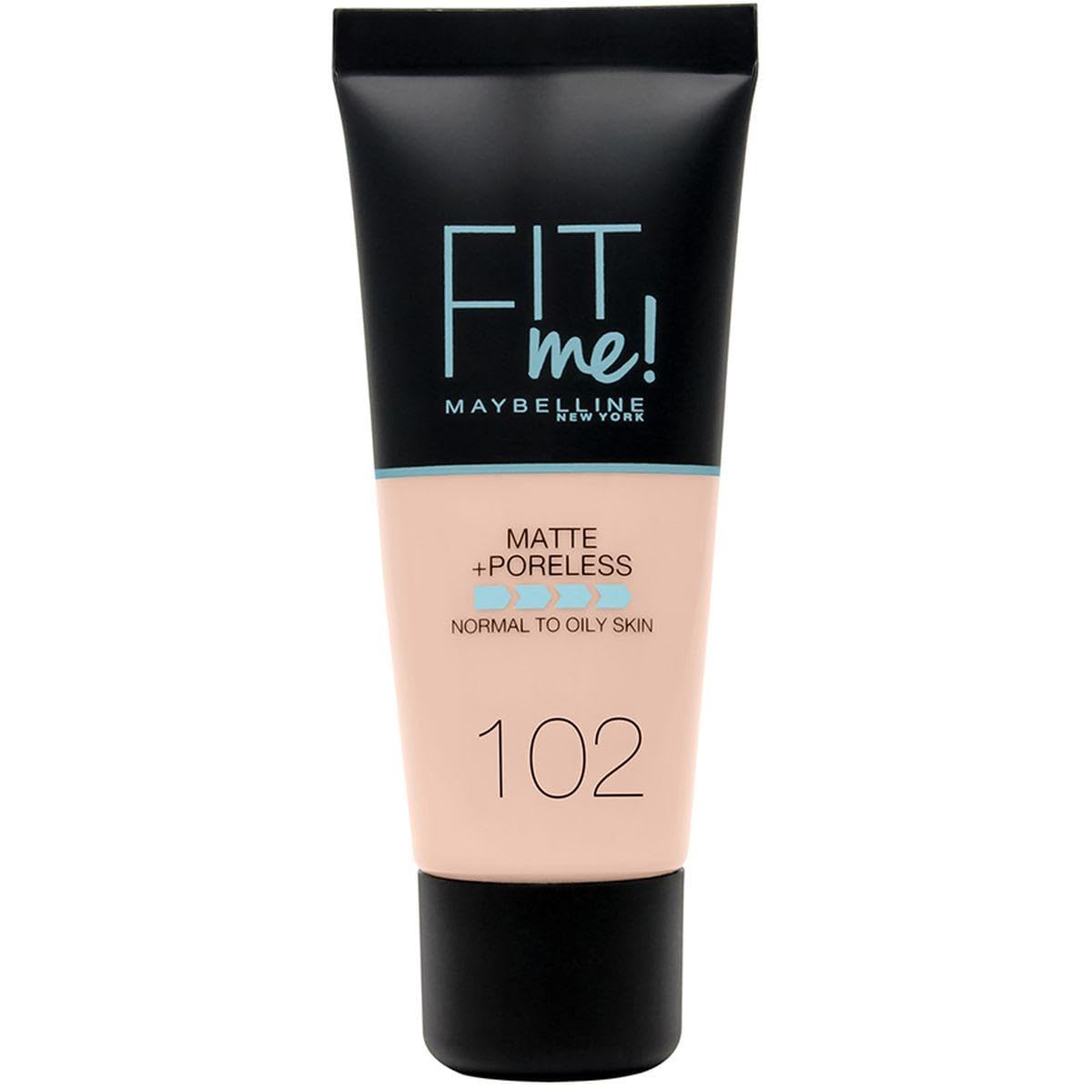 Maybelline Fit Me Foundation, Lightweight Medium Coverage, Blendable With a Matte and Poreless Natural Finish, For Normal to Oily Skin, Shade: 102 Fair Ivory, 30ml — image 1