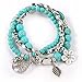 YinMai Bohemian Turquoise Beaded Bracelet Tree of Life Pendant Beach Stretch Bracelet 3 Sets