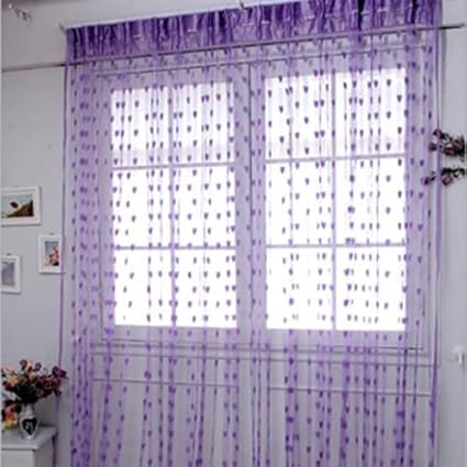 Ramcha Heart 2 Piece Polyester Door Curtain Set - 6.5ft, Purple
