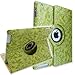 Patent Supercase 360 Degrees Rotating Stand (Green Embossed Flower) Luxury Leather Case for Apple iPad 2 with Smart Cover Wake/Sleep Function