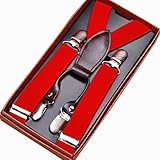Feibi(TM) Baby Suspender Y Back Elastic Clip-on Solid Color Suspender Red